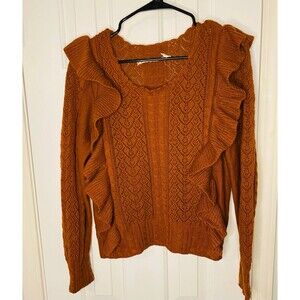 Chelsea and violet orange ruffle knit sweater Womens L